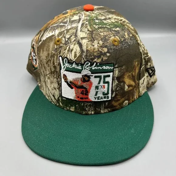 Jackie‎ Robinson Hat Men 7 1/2 Realtree Green 59Fifty New Era Fitted Cap